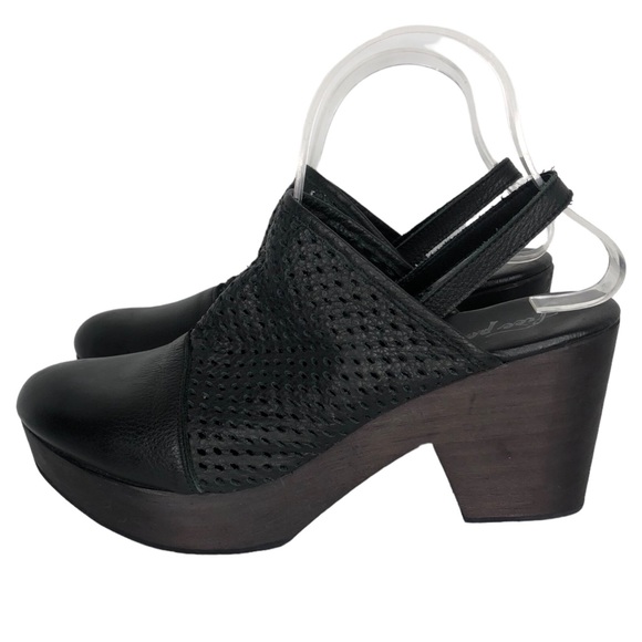 Free People Logan Perforated Leather Wooden Platform Clogs - Picture 5 of 12